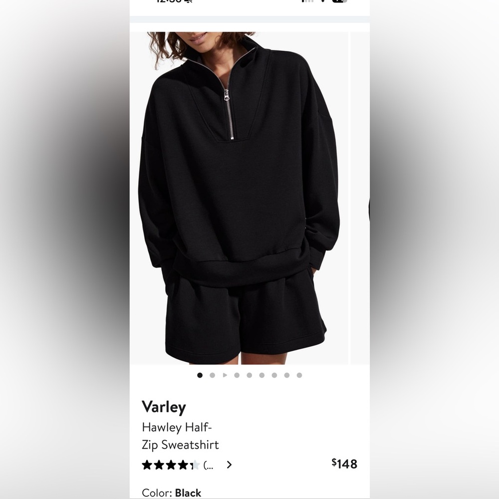 Varley Black Hawley Double Soft Half-Zip Pullover Black - XS